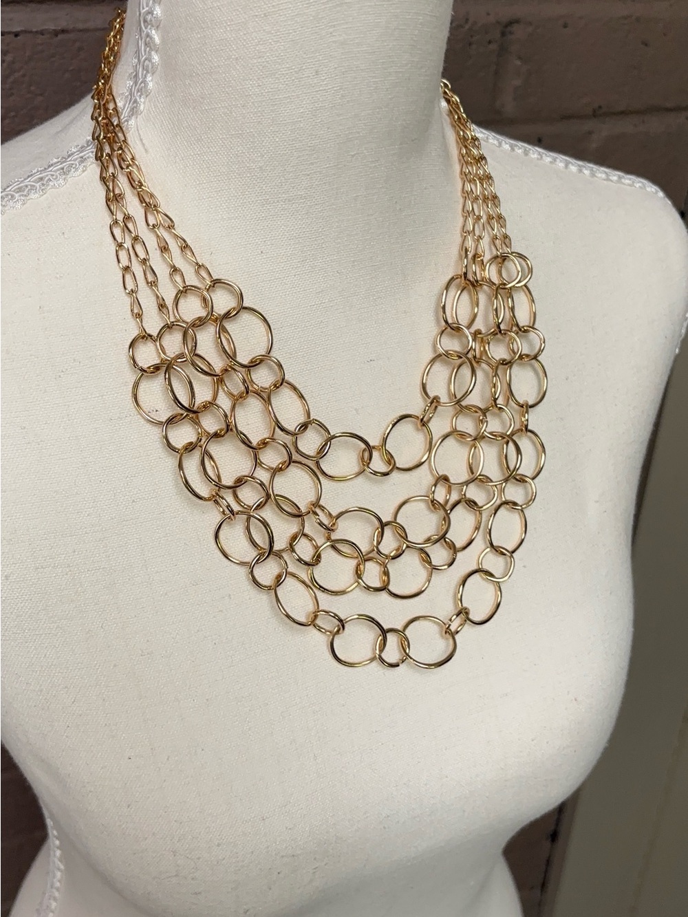 Gold Multi-Strand Link Necklace